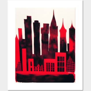 Black and Red Cityscape 2 Posters and Art